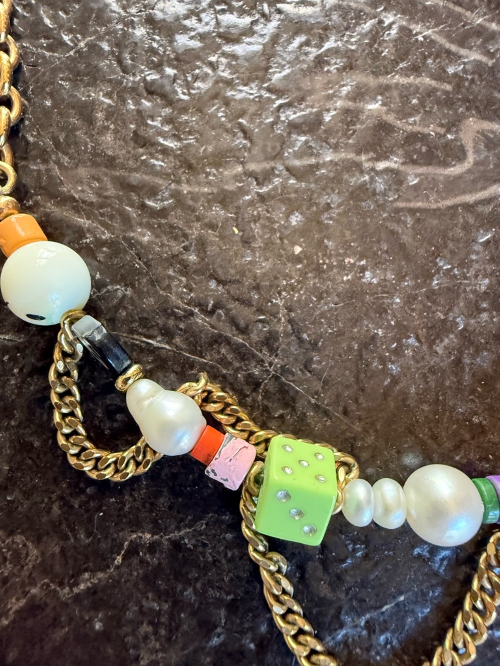 Martha Calvo Gold Chain Multicolor Bead Necklace - Fashion Statement - Picture 6 of 7